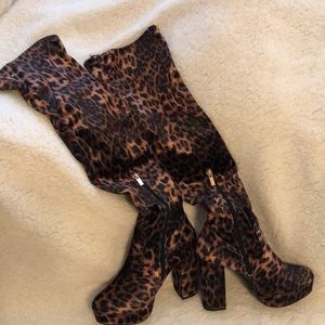 Over the knee cheetah boots